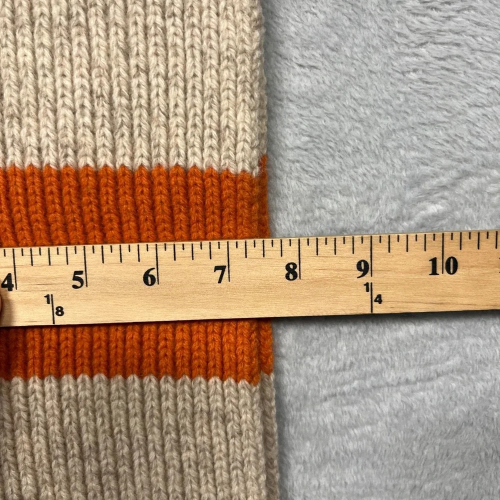 Vintage Y2K Gap Scarf Orange Oatmeal Striped 100% Lambswool Ribbed Knit Winter